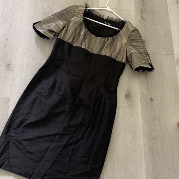 SHANI Satin mesh cocktail dress‎ color block two tones size 10 silk 100% - Picture 8 of 15